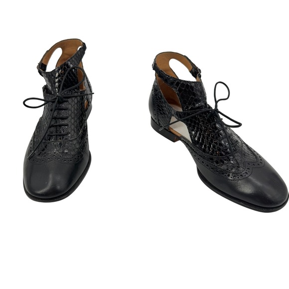 Maison Margiela Flats Ankle Strap Python & Leather Cut Out Shoes Women's Size 36 - Picture 4 of 11